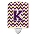 thumbnail image 1 of Carolines Treasures CJ1058-KCNL Letter K Chevron Purple & Gold Ceramic Night Light, 1 of 1