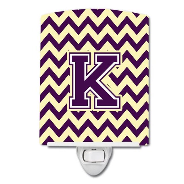 Carolines Treasures CJ1058-KCNL Letter K Chevron Purple & Gold Ceramic Night Light