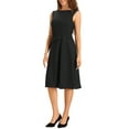 thumbnail image 4 of INSPIRE CHIC Tie Waist Work Dress for Women's Boat Neck Midi Sleeveless Dress XL Black, 4 of 6