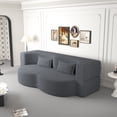 thumbnail image 4 of Newboti Modern Floor Sofa with 2 Pillows,Convertible Teddy Fabric Foam-Filled Sleeper Sofa Bed,15" Full Size Folding Mattress for Living Room,Guest Bed,Playroom,no assembly required,Grey BN.7396, 4 of 15
