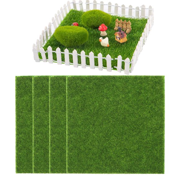 Wosthever Césped sintético sintético para balcón o jardín, alta densidad, bajo mantenimiento, flocado, 4 pack/lote Decoración del hogar