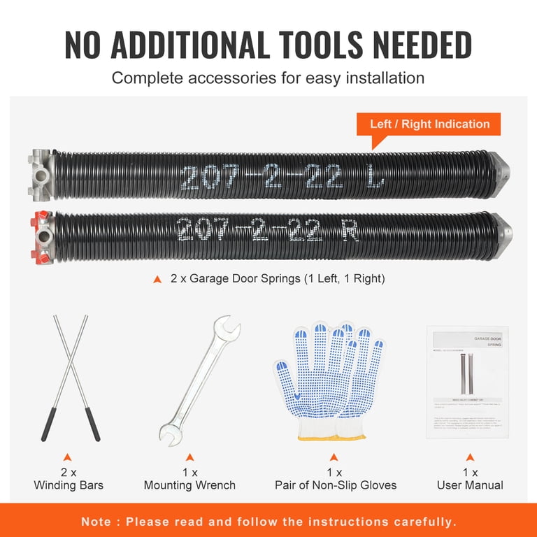 Garage Door Torsion Springs H2'' (Pair) With Non-Slip Winding Bars,High Quality Coated Torsion