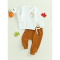 thumbnail image 3 of Wassery Newborn Baby Boy Girl Halloween Outfits Long Sleeve Pumpkin Sweatshirt Tops and Drawstring Pants Hat 3Pcs Fall Clothes, 3 of 8