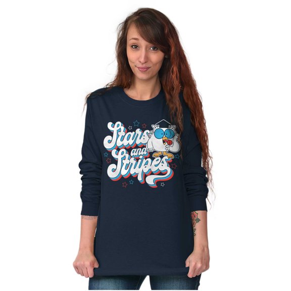 Tootsie Owl USA Stars and Stripes Long Sleeve TShirt Men Women Brisco Brands S