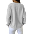 thumbnail image 6 of Women's Striped Crewneck Sweatshirt Oversized Long Sleeve Pullover Hoodless Tops Loose Casual Loungewear Gray S, 6 of 7