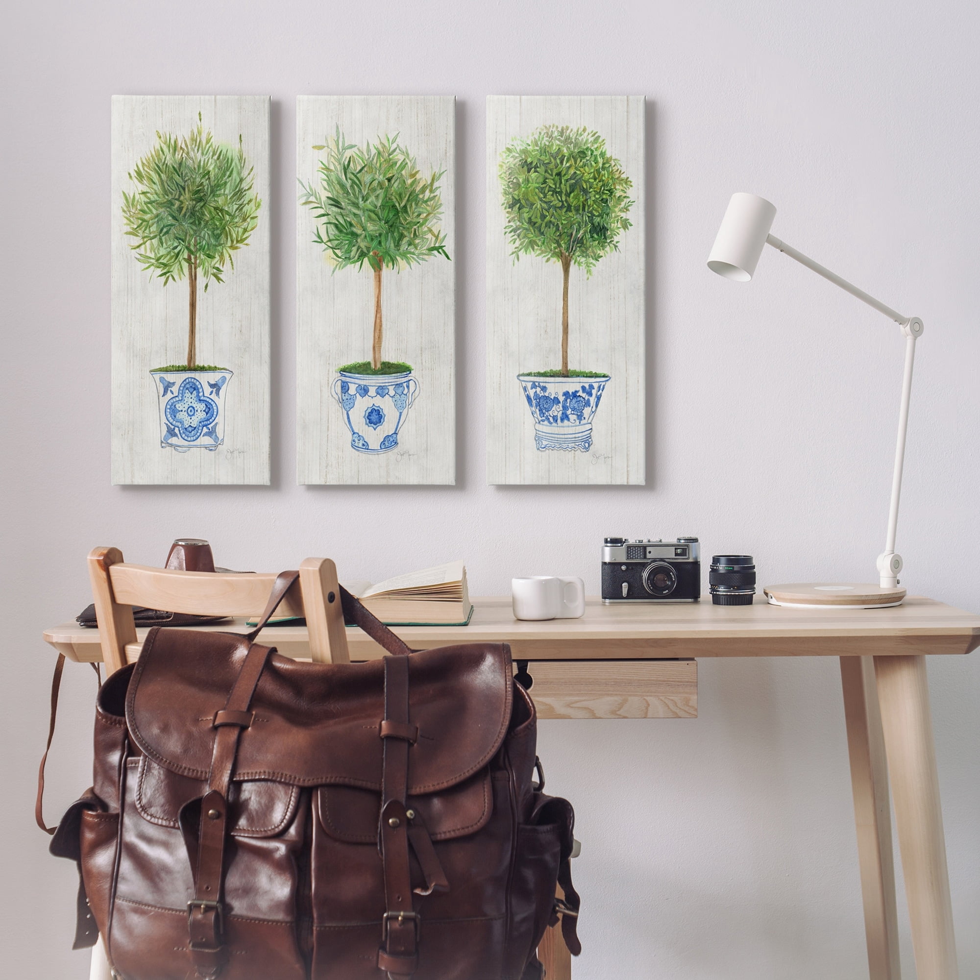 Stupell Industries Potted House Plant Tree Gardening Planter Vase Graphic Art Gallery Wrapped Canvas Print Wall Art, Set of 3, Design by Tava Studios