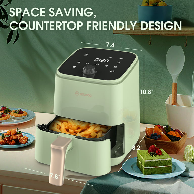 MOOSOO Green MA29 Mini Air Fryer with Screen and Time control function