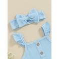 thumbnail image 6 of CIYCuIT Baby Girls 3Pcs Summer Outfits Solid Color Sleeveless Ribbed Romper + Layered Ruffle Shorts + Headband 3M 6M 12M 18M Newborn Infant Cute Casual Shorts Sets, 6 of 8