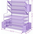 thumbnail image 3 of 7 Tier Desk File Organizer, Letter Tray Paper Organizer with Pen Holder and Metal Hanging Basket, Purple, 3 of 6