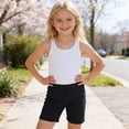 thumbnail image 2 of Tfken Jean Shorts For Kids Girls Summer Elastic Waist Solid Color Slim Shorts Casual Trendy Daily Wear Teen Classic Denim Shorts Black, 2 of 6
