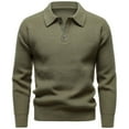 thumbnail image 2 of Dolkfu Button Sweater Men Solid Green Classic Fit Sweater Mens Stretch Lapel Long Sleeve Pullover L, 2 of 4