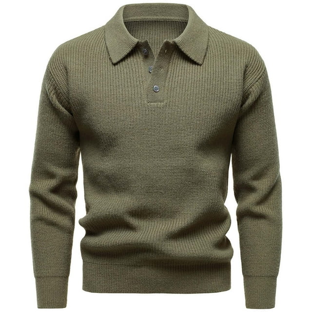 WRKEKC Long Sleeve Shirts for Men Stylish Casual Knit Button Half Open Collared Elastic Sweater Fall Fashion Daily Wear