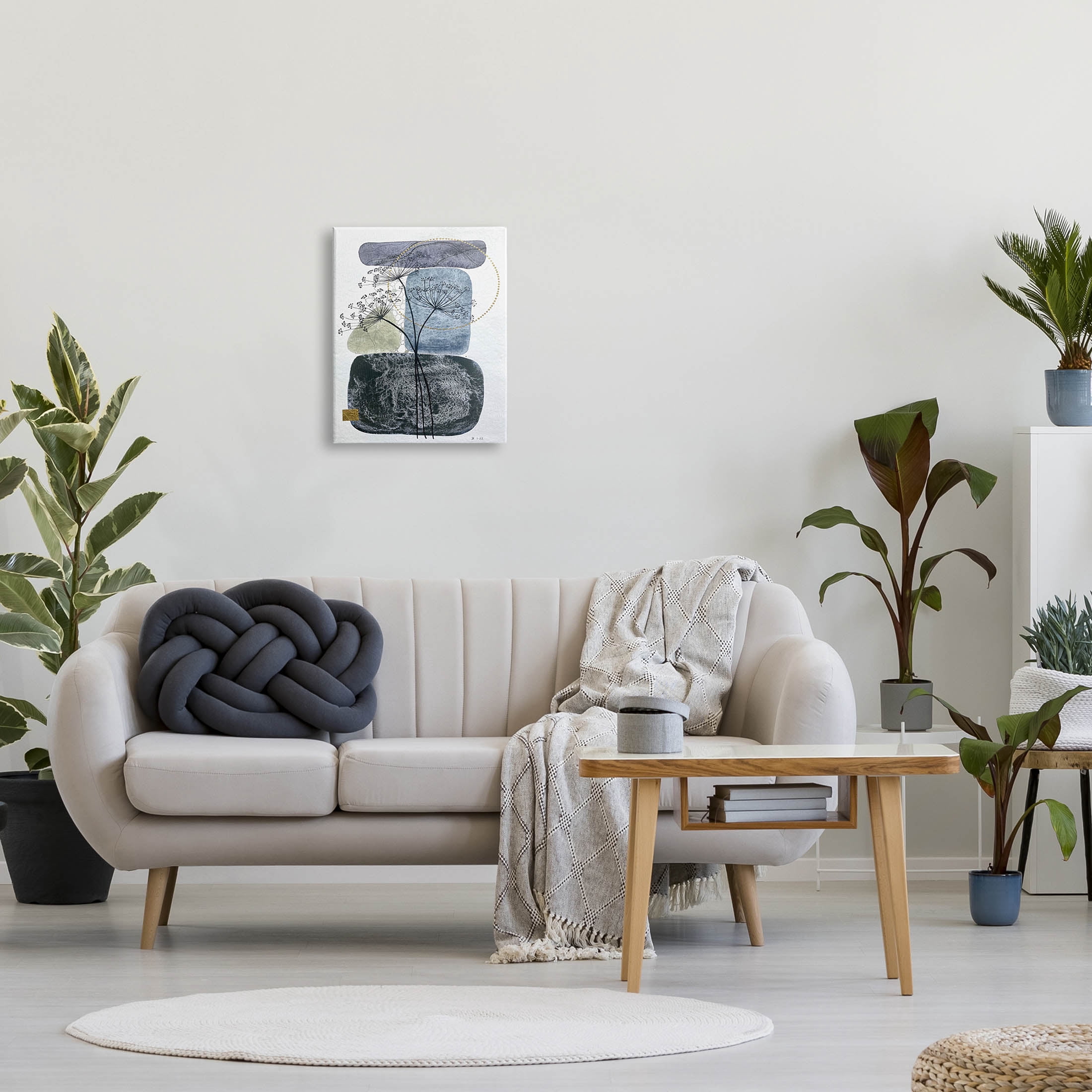 Modern Layered Botanical Pebbles Abstract Graphic Art Gallery Wrapped Canvas Print Wall Art