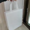 thumbnail image 2 of Becaristey Foldable Shopping Bags Reusable Eco Grocery Storage Tote Shoulder Bag Handbag white 1Set, 2 of 6