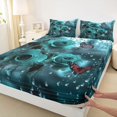 thumbnail image 3 of Homewish Red Butterfly Twin Sheet Sets,Cyan Rose Flower Twin Fitted Sheet,Valentine'S Day Floral Flat Sheet For Adults,Ultra Soft Home Decor,3pcs, 3 of 7