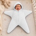 thumbnail image 5 of Kakishop Newborn Baby Star Shape Hooded Zipper Onesie Infant Winter Warm Solid Color Halloween Outfit (White,0-3 Months), 5 of 9