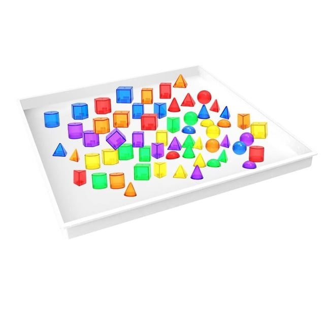 60 bloques de construcción de sólidos geométricos, bandeja sensorial colorida, bloques manipulativos de clasificación 3D con formas geométricas transl