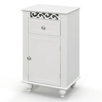 Gymax Storage Floor Cabinet Bathroom Organizer Floor Cabinet Drawer Kitchen White