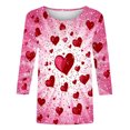 thumbnail image 4 of VKOYWKM Womens Valentines Day T Shirts 3/4 Sleeve Tops Heart Graphic Tees Holiday Crew Neck Loose Fit Valentine Shirt Tunic Tops, 4 of 5