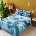 thumbnail image 2 of Ambesonne Lake Fitted & Top Sheet Set with Shams, Cold Mountain Peaks Icy Water, Pale Blue Petrol Blue, 2 of 5