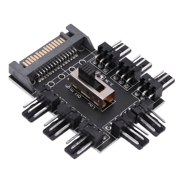 Multi Way Splitter Cooler Cooling Fan Hub PC Computer 1 to 8 3pin 12V Power Socket PCB Adapter XXM8