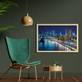 thumbnail image 2 of Landscape Wall Art with Frame, View of Famous New York City Manhattan Bay Harbour at Night and Skyscrapers Print, Printed Fabric Poster for Bathroom Living Room, 35" x 23", Multicolor, by Ambesonne, 2 of 2