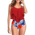 thumbnail image 4 of Fankiway Women High Waisted Swimsuit Two Piece Ruffled Flounce top with Ruched Bottom Swimwear Plus Size Swimwear 2 Piece Plus Size Womens Swimsuits, 4 of 4