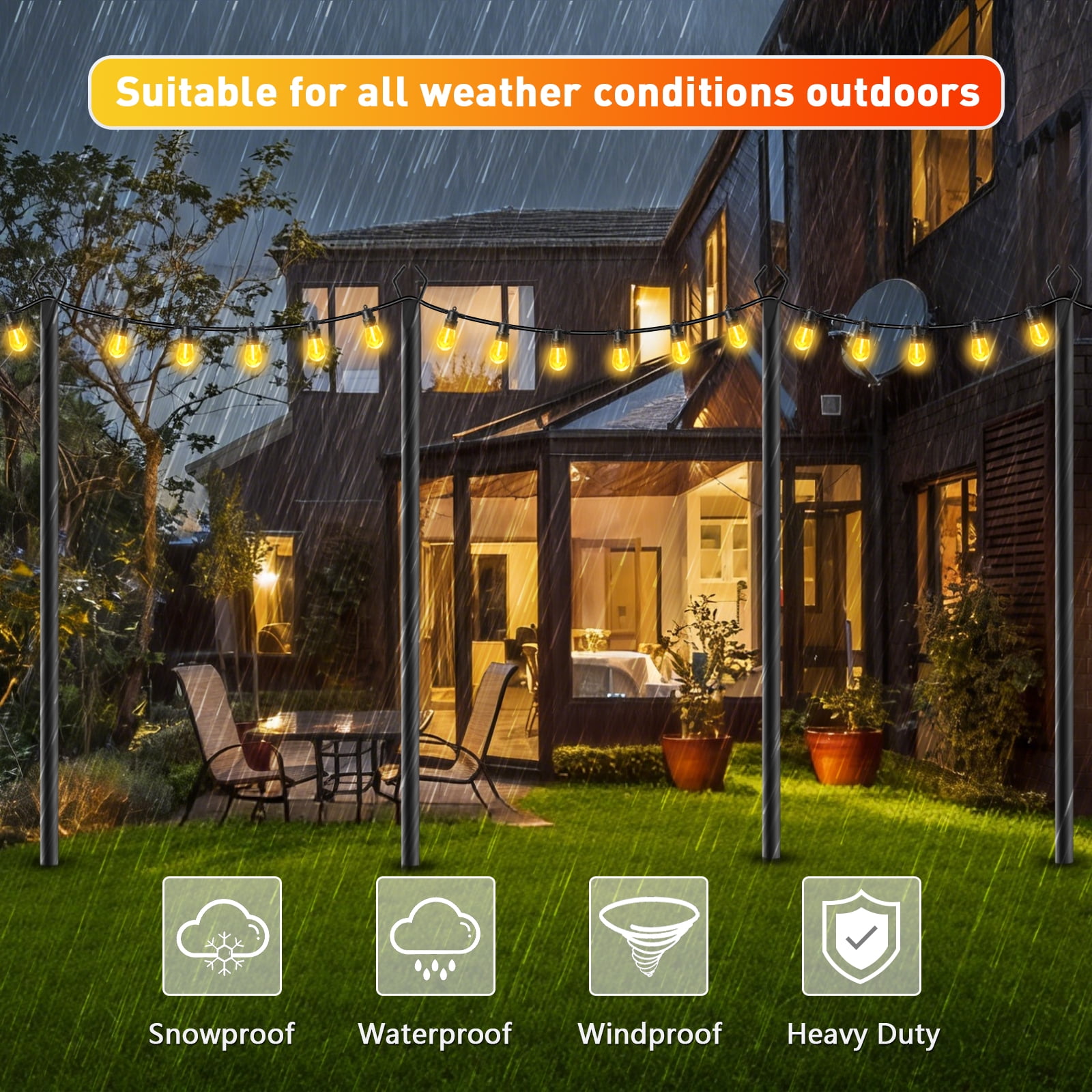 10Pack String Light Poles ,10FT Light Poles for Outside Lights,Outdoor with Fence Brackets Hanging Lights,Metal Stand Deck Patio Backyard