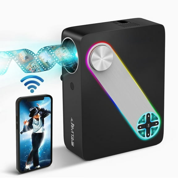 JIMTAB M22 PRO Native 1080P WiFi Video Projector,Short Throw Screen Mirroring 2.4G 5G Projector Support AV,USB,HDMI,TF Compatible with Xbox,Laptop,iPhone and Android (Graphite)