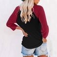 thumbnail image 4 of Tops for Women Crewneck Red Womens Long Sleeve Shirts Womens Basic Tops Women's Winter Tops, 4 of 5