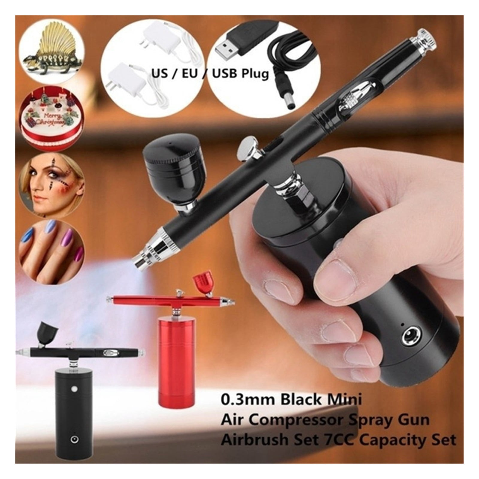 Portable Rechargeable Mini Air Gun Kit with Compressor Air-Brush Paint Spray Gun Airbrush Set For Nail Art Cake Fog Mist Sprayer ,User-Friendly Design