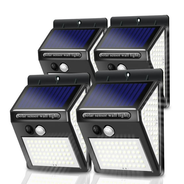 4 Uds luz Solar 150LED luz de pared de inducción automática superbrillante interior y exterior tres lados para uso doméstico