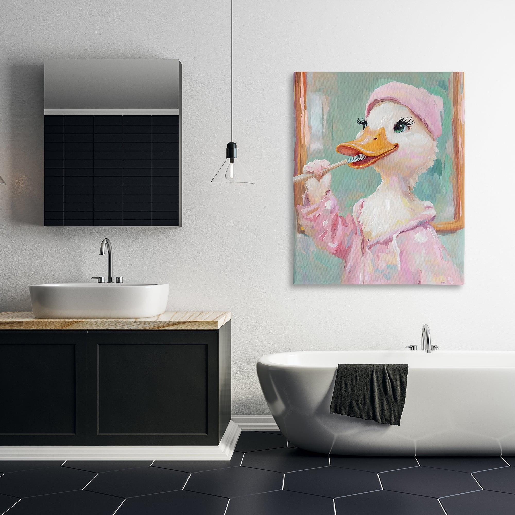 Stupell Industries Duck Brushing Teeth Canvas Wall Art, design by The Prints Vibe