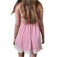 thumbnail image 2 of Franhais Women Summer Dress, Dot Lace Spaghetti Strap Low-Cut Sleeveless Ruffle One-Piece, 2 of 6
