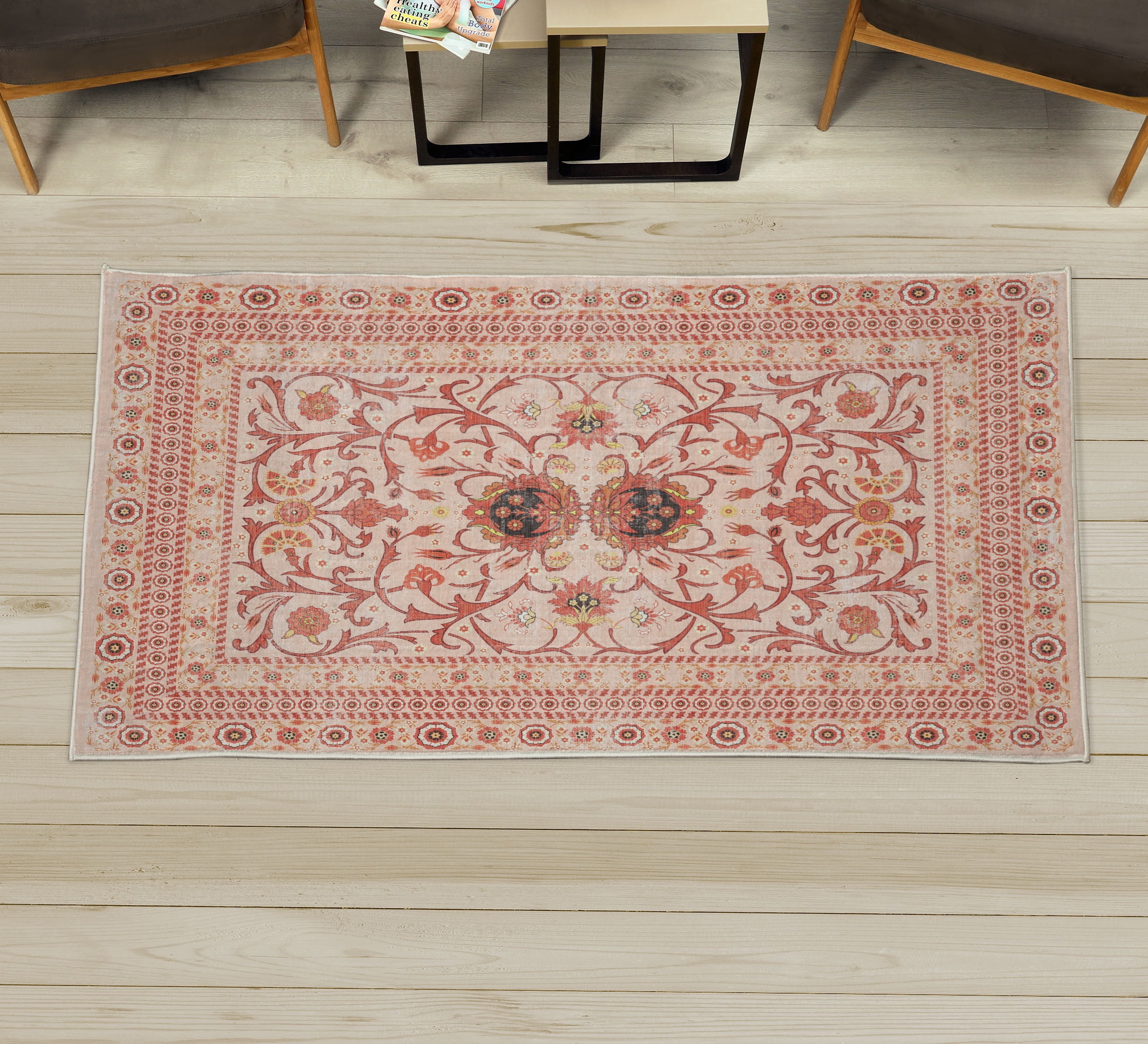 Vintage Decorative Rug, Jacobean Inspired Floral Swirls and Bohemian ...