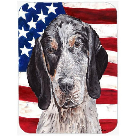Blue Tick Coonhound With American Flag Usa Mouse Pad, Hot Pad Or Trivet, 7.75 x 9.25 In.