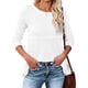 thumbnail image 1 of Mujeres waffle knit camiseta espalda ahueca hacia fuera crewneck manga larga Top casual cómodo camisa para el uso diario, 1 of 6