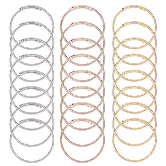 24pcs 3 Colors Twisted Cable Wire Bracelets Stainless Steel Open Cuff Bracelet Twist Bangles Bracelets Adjustable Expandable Bracelet