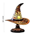 thumbnail image 4 of Stained Glass Witch Hat Lamp,Handcrafted Retro Resin Witch Lamp,USB Powered Gothic Wizard Hats with Sun and Star Details for Bedroom, Shelf and Halloween Decor, 4 of 5