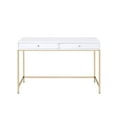 thumbnail image 5 of GZXS 47" Writing Desk with 2 Storage Drawers, High Gloss Home Office Computer w/ White MDF Top & Gold Metal Legs, Modern Rectangular Vanity Desk for Bedroom, 5 of 9