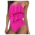 thumbnail image 1 of Gibobby Conjunto de Bañador Sexy de tirantes con volantes para mujer(Rosa caliente,XL), 1 of 5