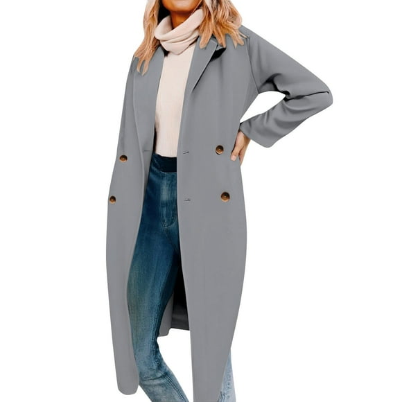 Womens Winter Coats, Comdrip Autumn and Winter New Mid To Long Style Style Woolen Coat with A Retro Temperament Wool Coats for Women Grey 2XL