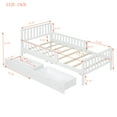 thumbnail image 3 of Twin Size Wood Platform Bed with Guardrails & 2 Storage Drawers, Space-Saving Kids/Teens Bed, Sturdy Pinewood Frame, 3 of 7