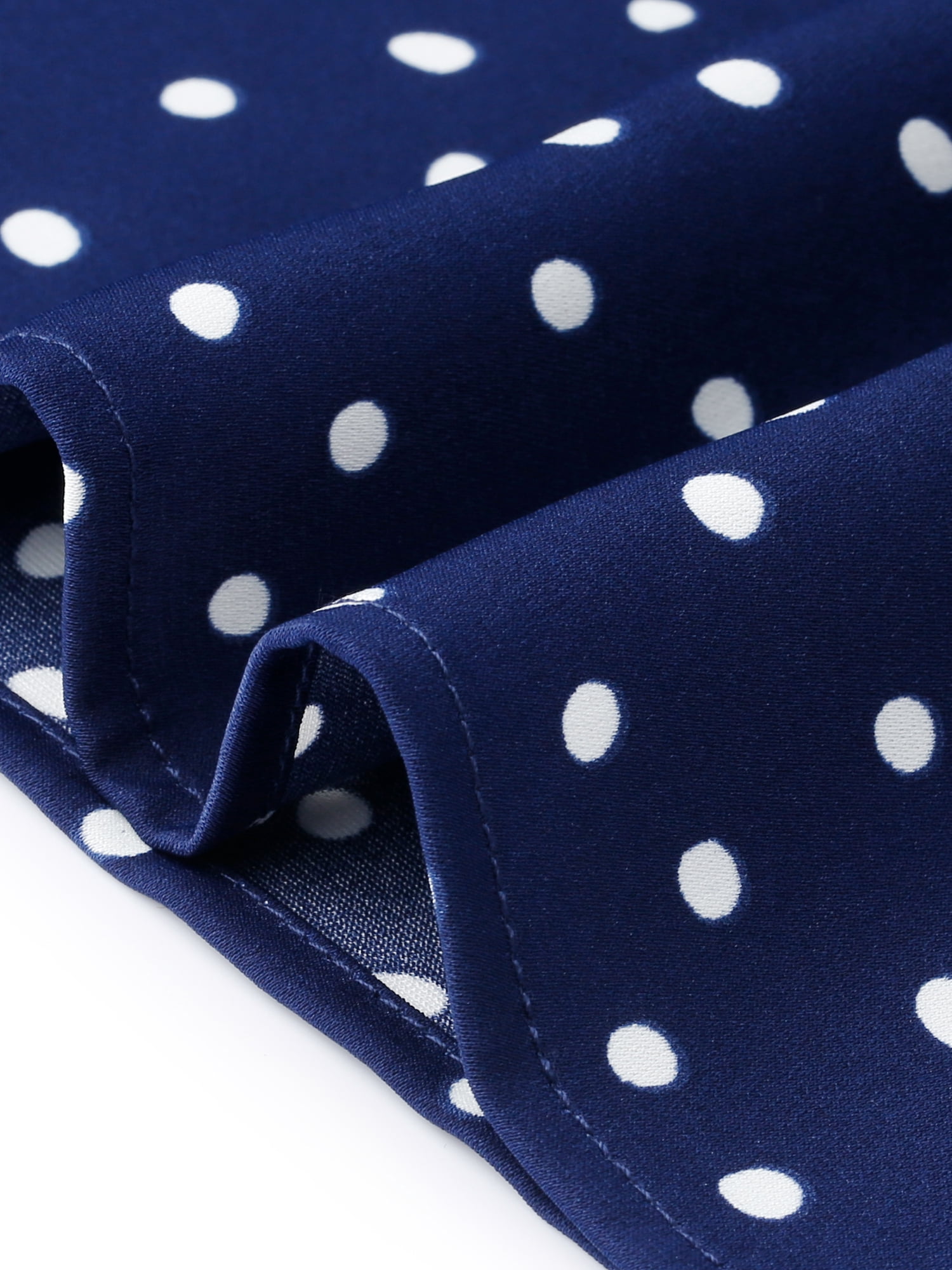 DARING DIVA Women's Plus Size Polka Dots V Neck Tie Neck Sleeveless Blouses 4X Dark Blue