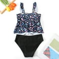 thumbnail image 4 of Zwiiyzr Kids Girls Beach Sport Bikini 2-Piece Swimsuit Summer Trendy Cute Print Bikini Two Piece Swimsuit 8-14 Years Navy, 4 of 9