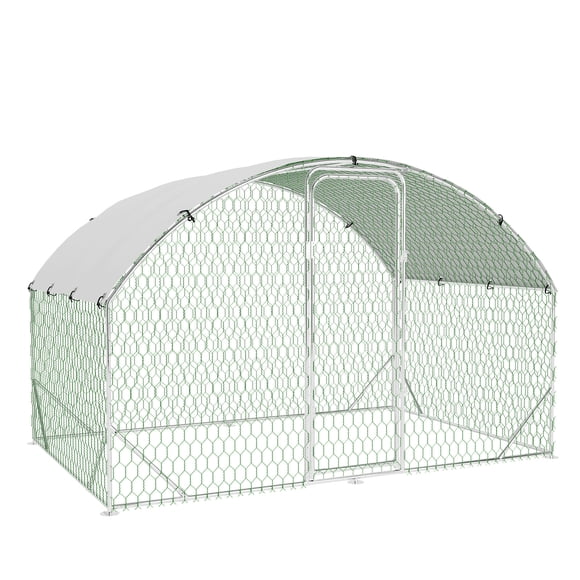 Heavy-Duty Metal Walk-In Chicken Coop with Secure Run – Outdoor Poultry Cage for Backyard & Farm – Waterproof UV-Proof Cover – Hunter-Resistant Hen & Duck Pen – Size: 9.8' W x 6.5' L x 6.5' H