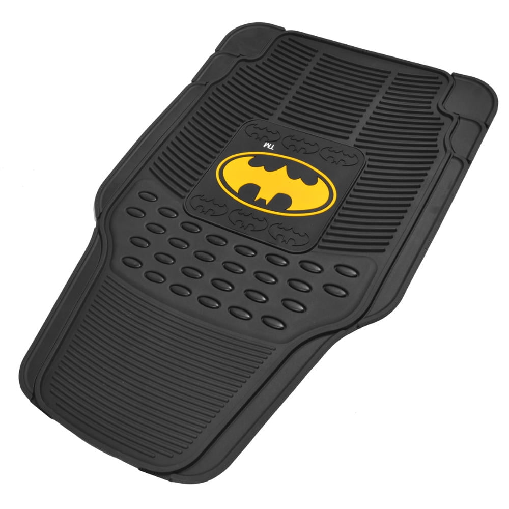 BDK Classic Batman Superhero Car Floor Mats, Officially Licensed Warner Bros DC Comics, All Weather Interior Auto Protection, Heavy Duty Rubber Liners for Car Truck Van SUV