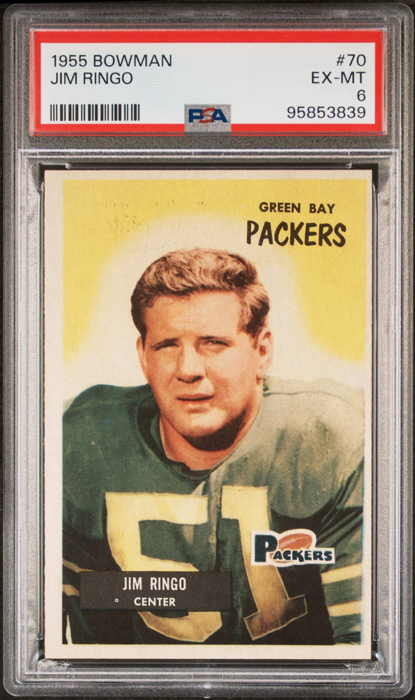 Collectible Graded 1955 Bowman Jim Ringo #70 HOF Rookie PSA 6 Football ...