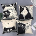 thumbnail image 2 of Juego de 4 fundas de almohada de gato, funda de cojín de lino y algodón, decoración del hogar, 45 x 45 cm, 2 of 5