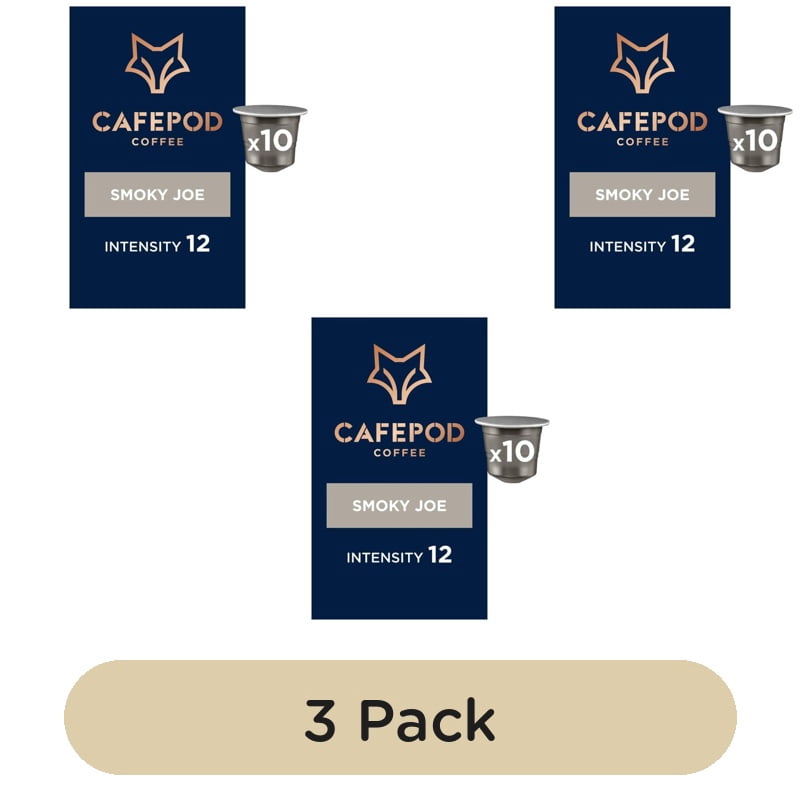 CafePod Smoky Joe Nespresso Compatible Aluminium Coffee Pods, 10 pods per pack, British Import (Pack of 3)